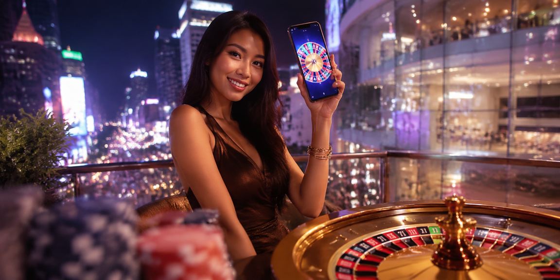 Roda Roulette di meja kasino Kuala Lumpur yang sibuk